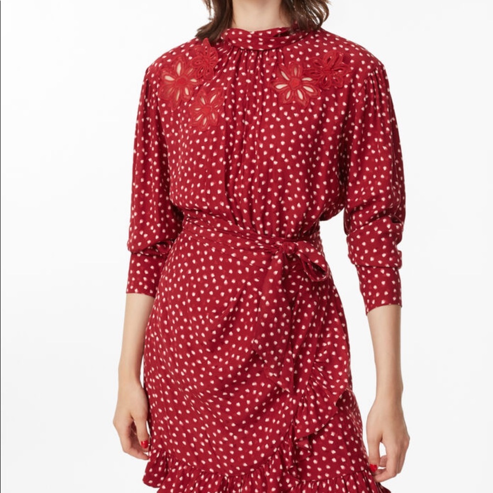 Rebecca Taylor BLURRY HEART SILK EMBROIDERED DRESS